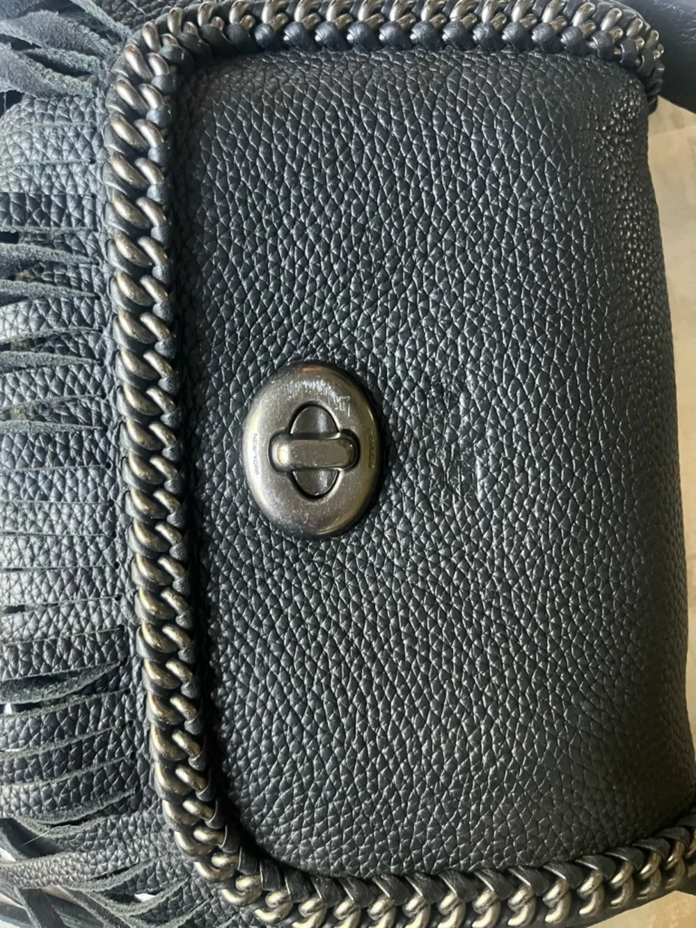 Coach Dakota Fringe Flap Crossbody Bag Black Whiplash  EUC - Picture 12 of 14